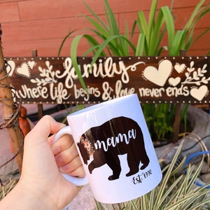 One single 1 Sublimation Mama Bear mug, mother's day, soon to be mom, mom gift, x-mas gift, christmas mug, funny mug, customization mug image 2