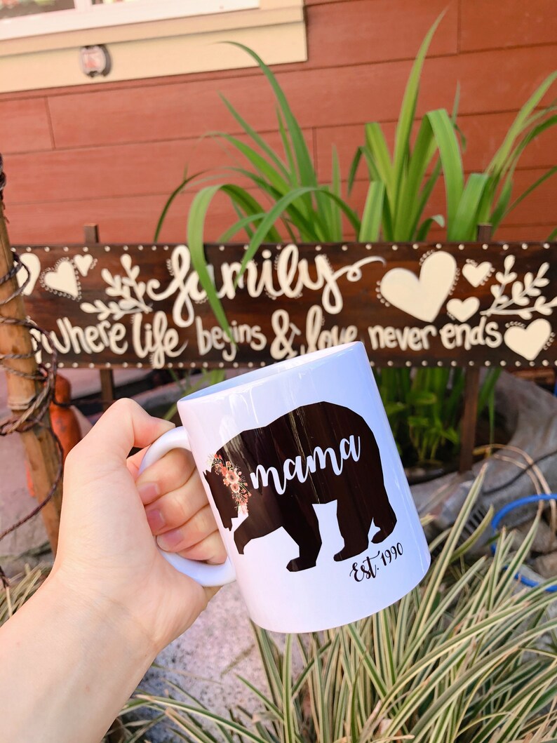 One single 1 Sublimation Mama Bear mug, mother's day, soon to be mom, mom gift, x-mas gift, christmas mug, funny mug, customization mug image 2