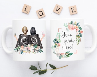 Taza personalizada para mejor amiga, regalo personalizado para mejores amigas