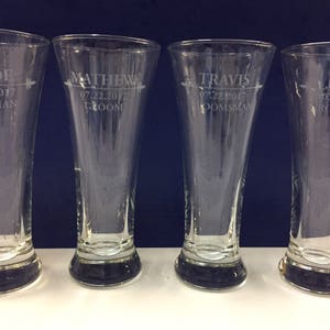 Set of 1 Etched Pilsner Glass, Wedding, Best man, grooms gift, groomsman, etched glassware, weddings, Pilsner glass, Beer Mug image 3