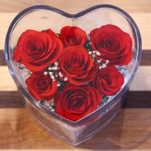 Rosa eterna de tamaño mediano con forma de corazón, regalos para parejas, regalos de aniversario, regalos de boda, rosas reales, regalos de San Valentín, rosas en forma de corazón