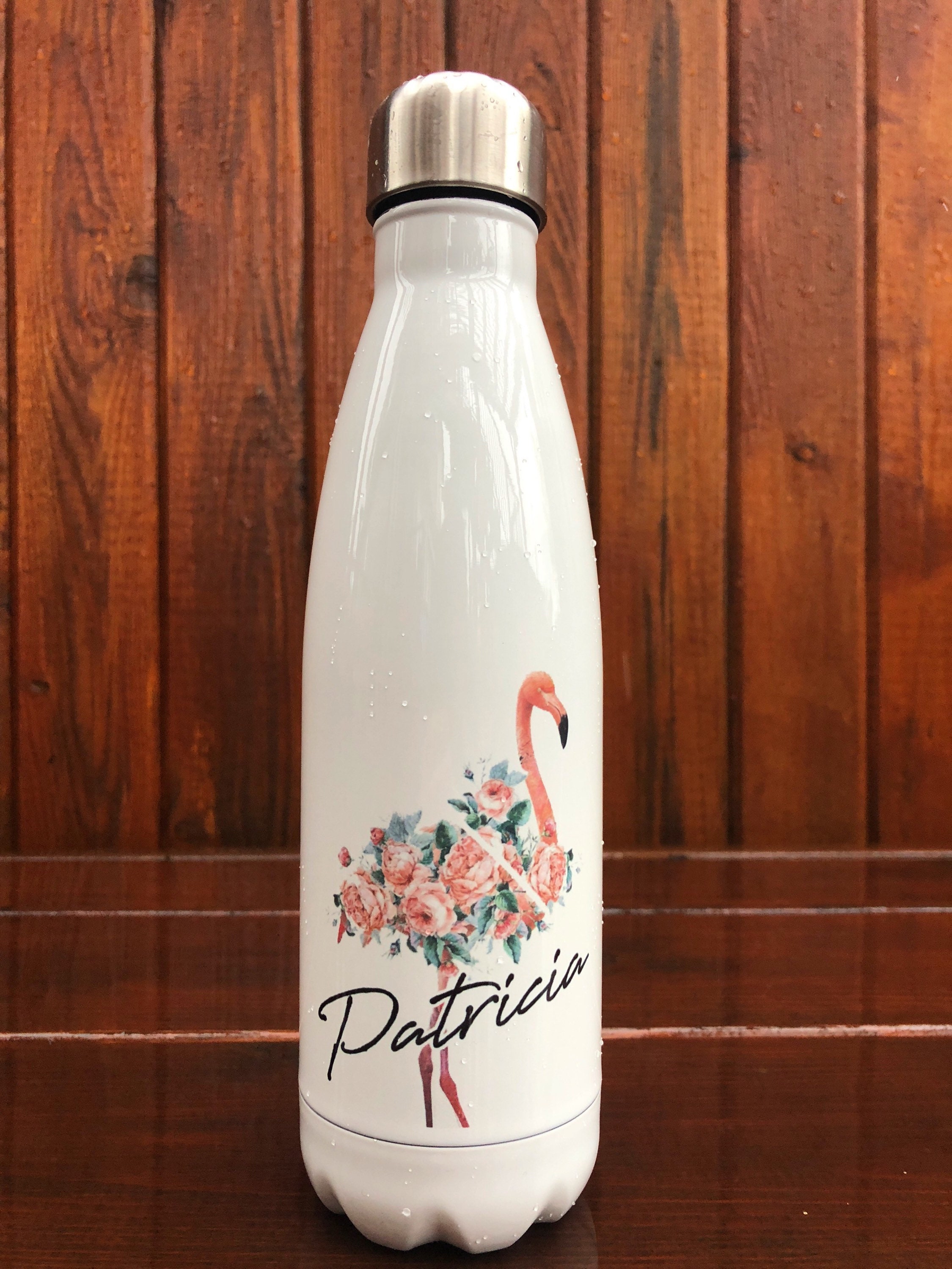 Personalized Flamingo Stainless Steel Water Bottle, Vacuum Sealed ...