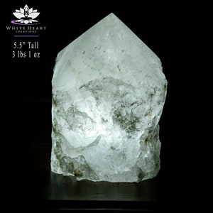 5.5&quot; Brazilian Top Polished Quartz Point Lamp & Handcrafted Black Walnut Wooden Base #119-1 - Free Shipping