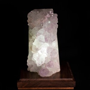 6&quot; Brazilian Amethyst Geode Crystal Cluster Lamp & Handcrafted Black Walnut Wooden Base with Cord and LED Bulb #9 - Free Shipping