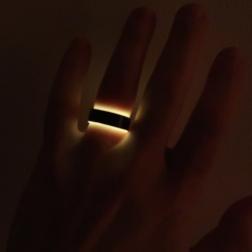 Unidirectional carbon Fiber, Glow in shops the dark,men's wedding ring,Orange glow ring,bridal ring,black band ring,ring men's,polished finish.
