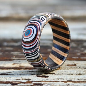 Wood and Fordite ring. fordite jewelry, fordite ring, Wedding ring, Wedding band, Wood ring.
