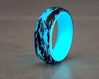 Forged carbon Fiber ,Forged carbon ring, Forged ring , Wedding ring, Wedding band, Carbon ring, Glow ring, Glow in the dark ring.