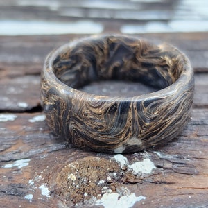 Forged carbon Fiber ,Forged carbon ring, Forged ring , Wedding ring, Wedding band, Carbon  ring, gold swirl.
