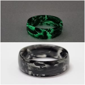 Carbon Fiber Forged Glow in the dark ring, wedding ring, Green glow ring, Forged ring, black band ring, ring, men rings, glow ring, carbon.