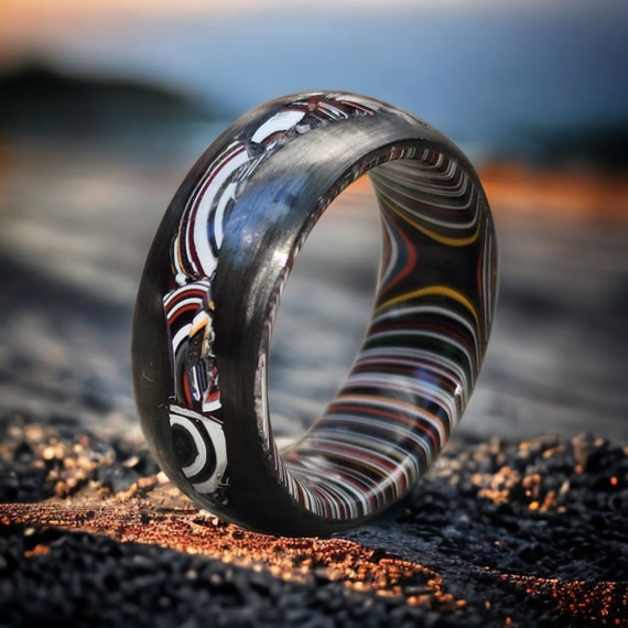 Anillo de Fibra de Carbono y Fordita. joyeria fordita anillo fordita Alianza Alianza Anillo de carbono 8 mm de ancho. Etsy Espana