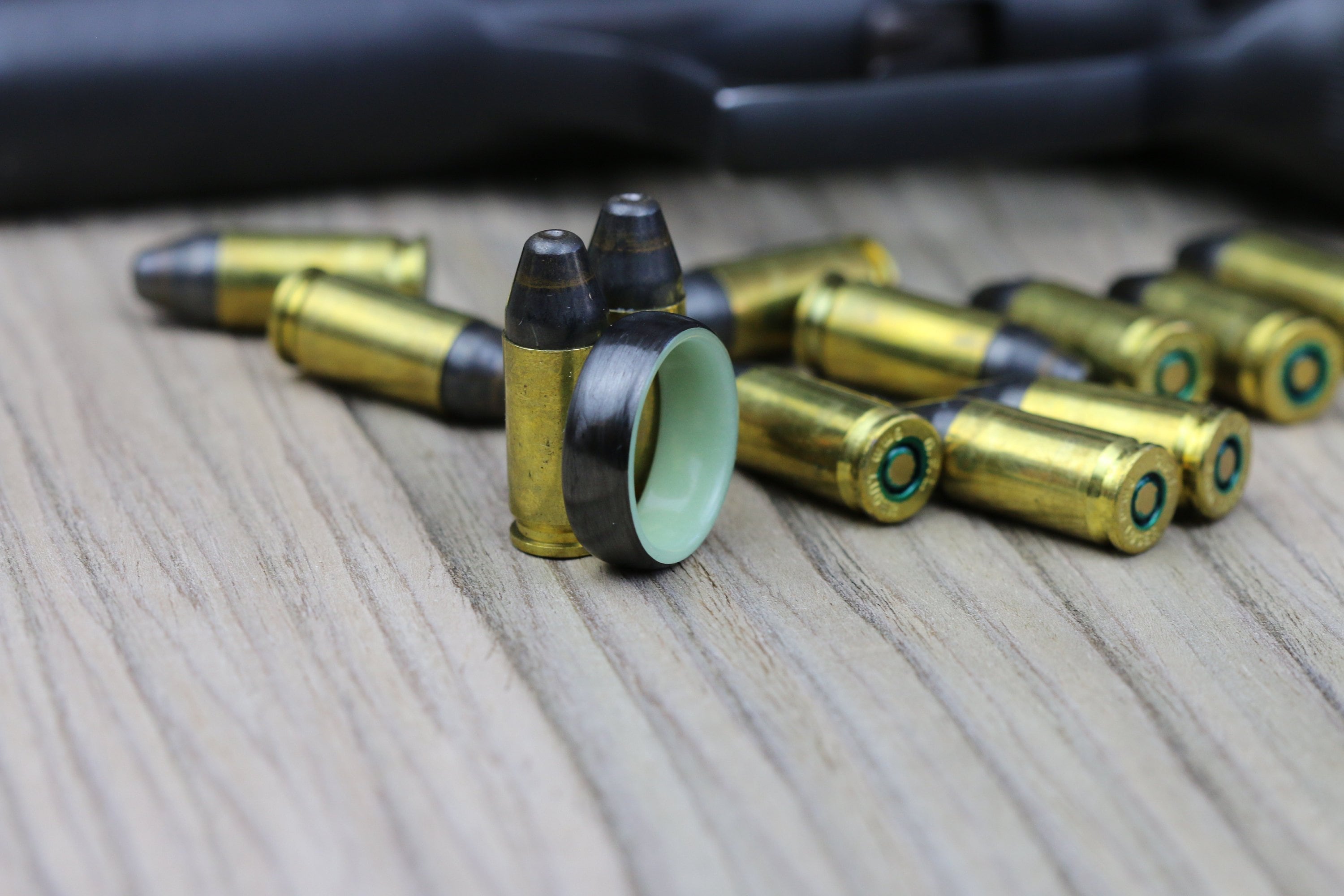 Unidirectional carbon Fiber, Glow in the dark,men's wedding ring,Aqua glow ring,bridal ring,black band ring,ring men's,polished finish.