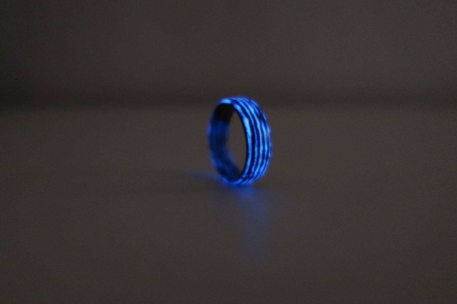 Carbon Fiber Glow in the Darkmen's Wedding Ringblue Glow Etsy