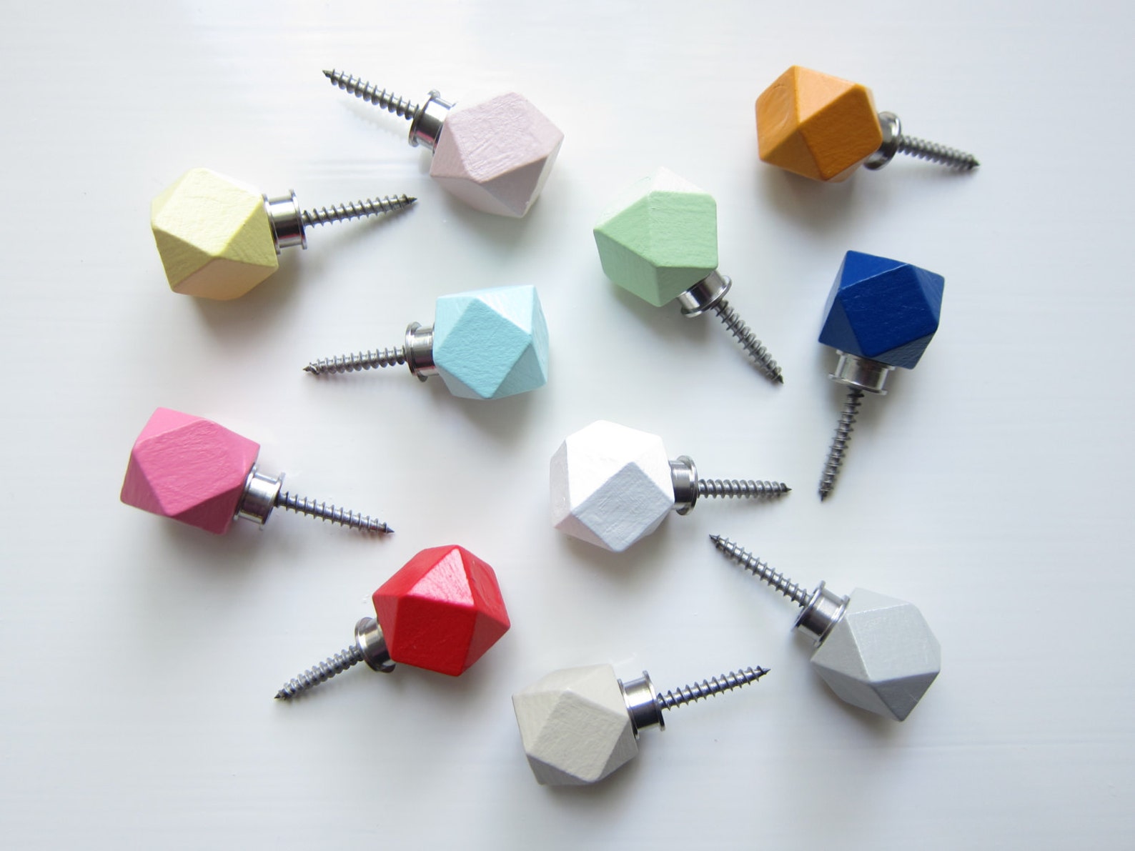 Wooden Knobs Choose Colors Colorful Knobs Wall Hooks Wall Etsy