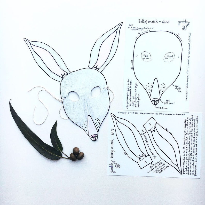 Easter Bilby kids activity printable bundle colour in nature craft, digital files, Australian animal, nature play, join dots, mask, basket image 5