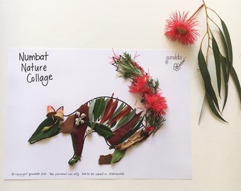 Australian bush kids activity printable bundle numbat- nature play diy craft digital illustration nature play home school teacher resource