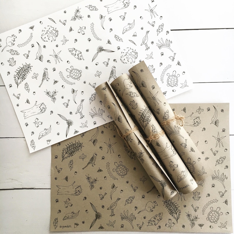 Australian Bush Wrapping Paper - Unique Illustration Gift Wrap ...