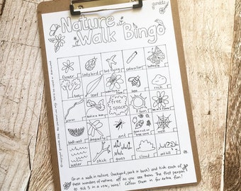 Australian Nature Bingo - colour in nature craft, digital file, nature play, home school teacher resource, outdoor play Australia bush craft