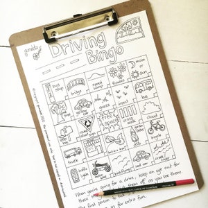 Driving Bingo - colour in nature craft, digital file, nature play, home school teacher resource, outdoor play, social distancing activity