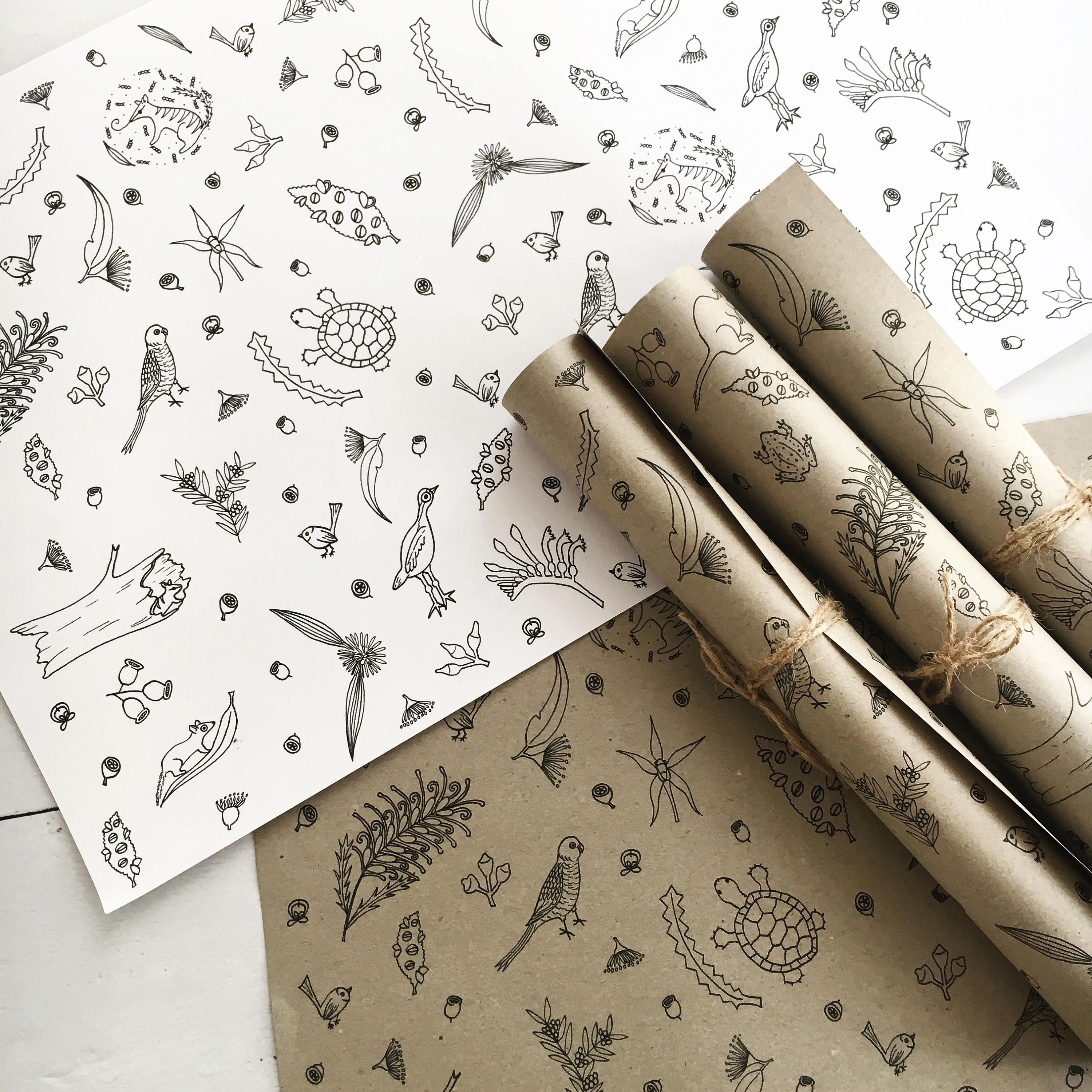 Australian Bush Wrapping Paper - Unique Illustration Gift Wrap ...