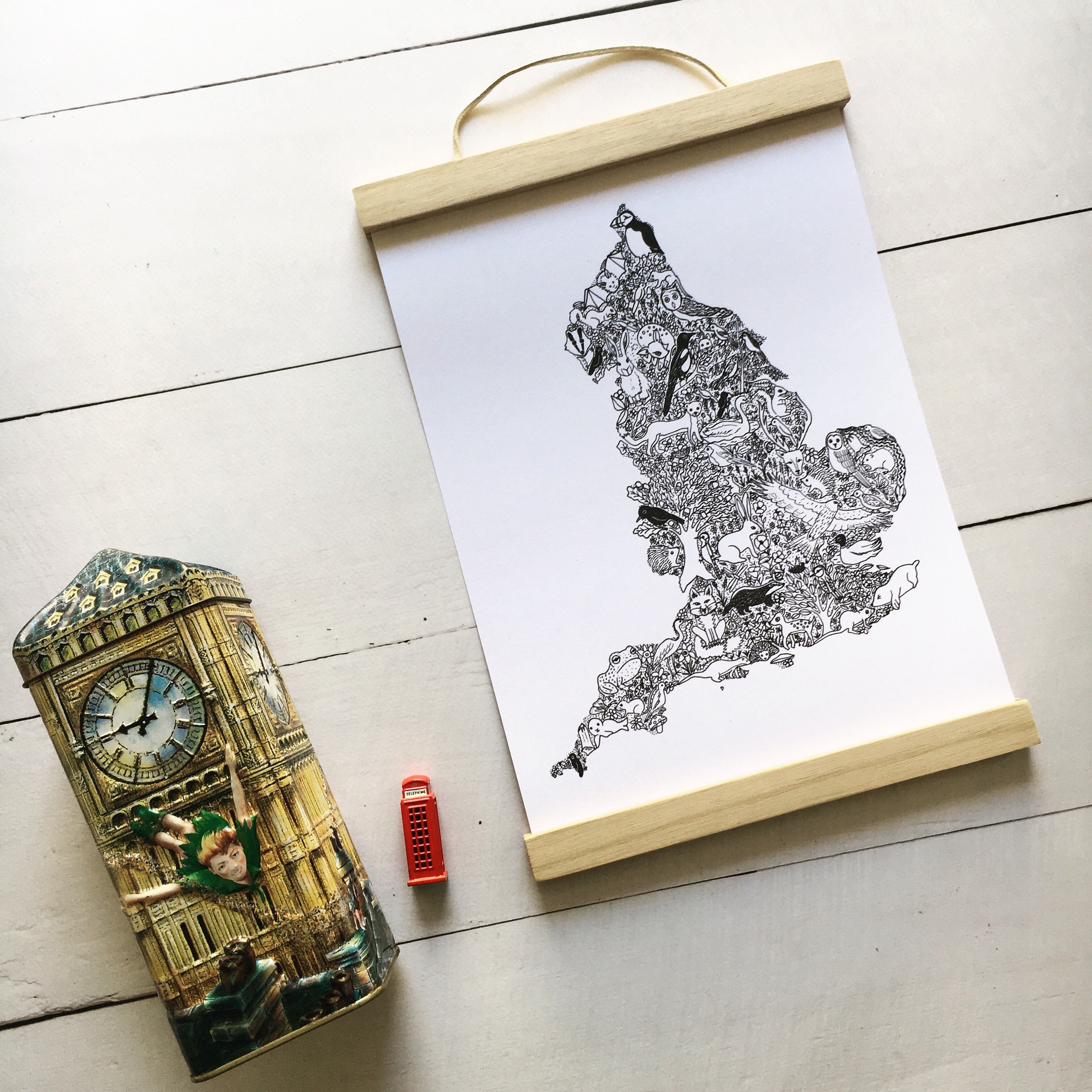 Illustrated Map of England A4 / A5 Unique Map Illustration Print ...