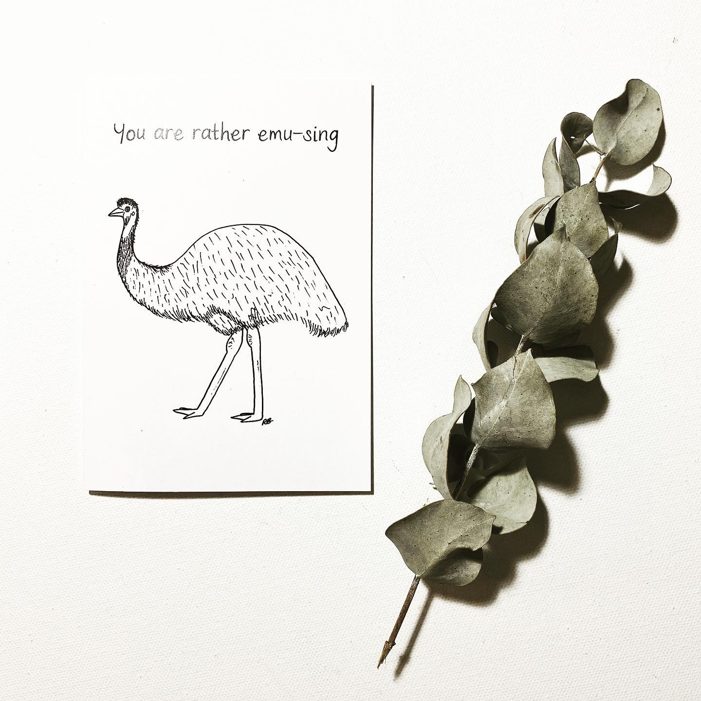 Emu-sing; Emu pun card, Australian greeting card, punny animals card