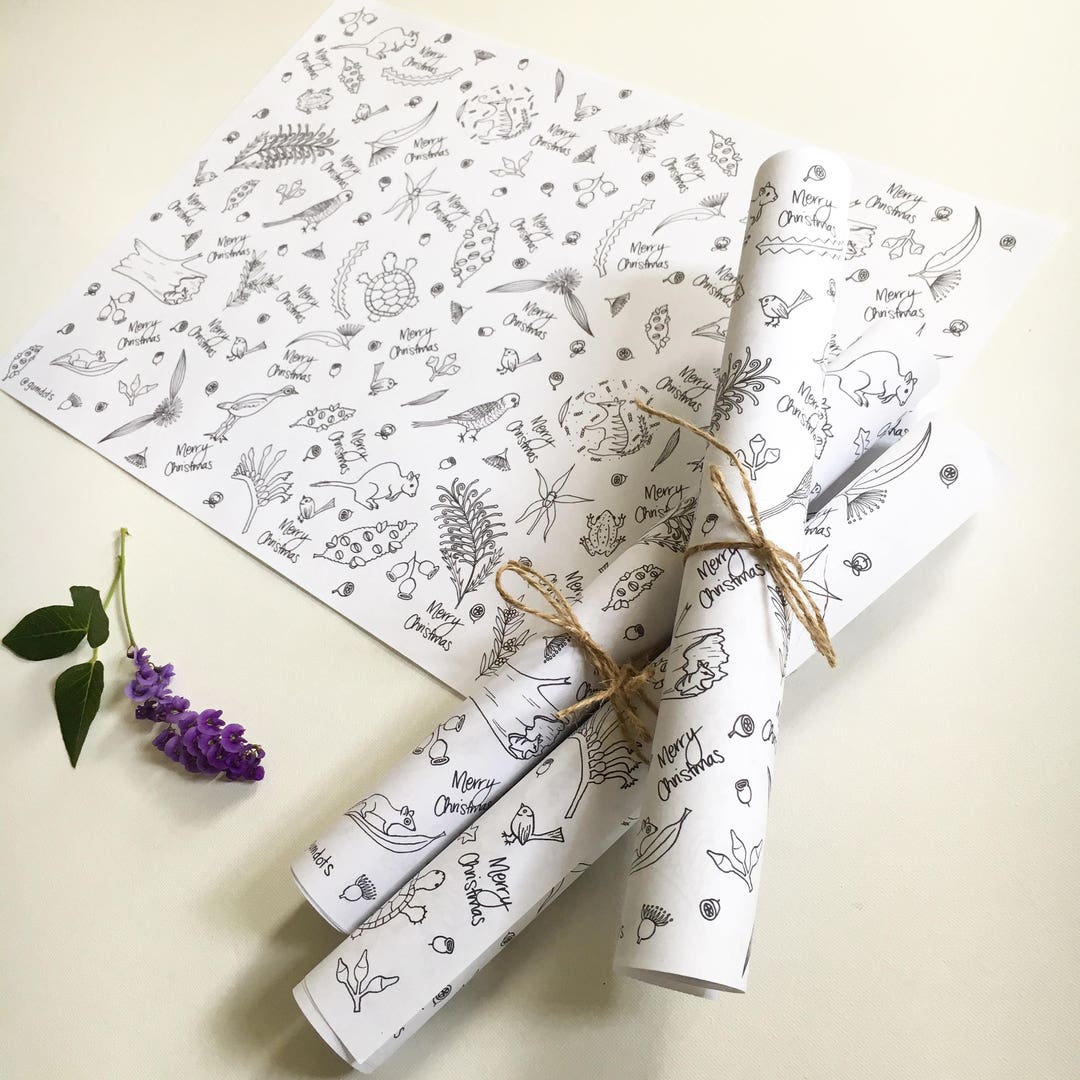 Australian Christmas Wrapping Paper unique Gift Wrap Illustration Print Gumdots Australia