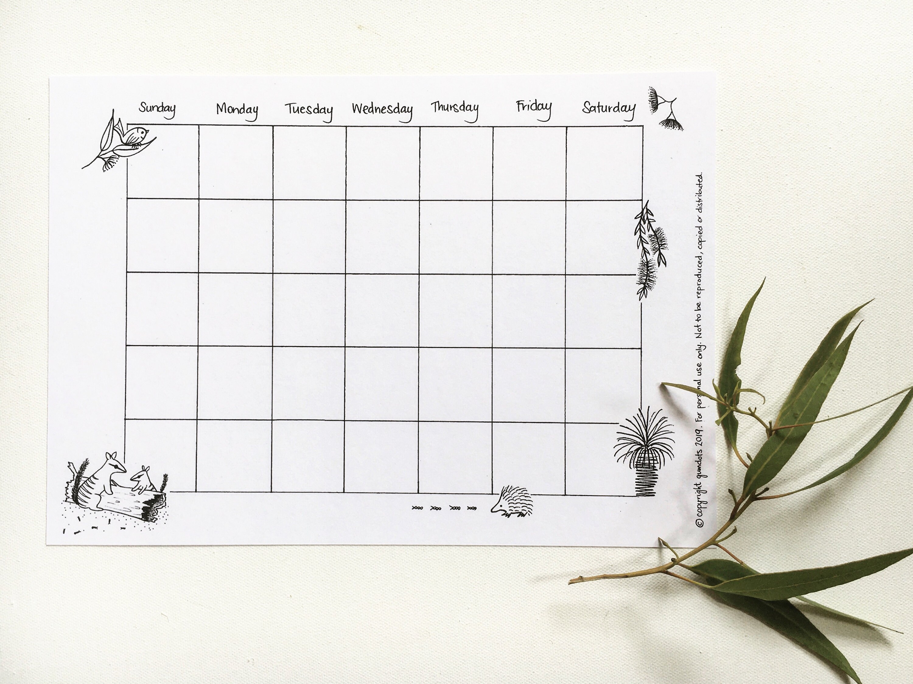 Australian Calendar Template Printable Digital File Colour - Etsy