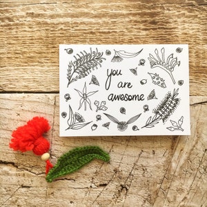 You Are Awesome Australian native flora greeting card; unique card for all occasions; gumdots Australian flora series Australiana souvenir