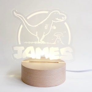 Personalized Dino+Lava LED Nightlight for kids | Custom Laser Cut LED Lamp | Engraved Name Light with USB cable