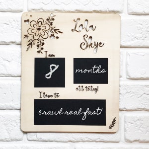 Meadow Milestone Board |  Custom Name Milestone Sign | Weekly Monthly Milestone Chalkboard | Erasable | Newborn Photography