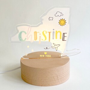 Personalized Home State LED Nightlight for kids | Custom Laser Cut LED Lamp | Engraved Name Light with USB cable