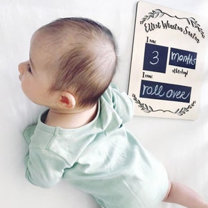 Classic Milestone Board |  Custom Name Milestone Sign | Weekly Monthly Milestone Chalkboard | Erasable | Newborn Photography