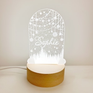 Snow Dome Nightlight | Personalized Nightlight | Xmas tree | Christmas decoration | Christmas gift | USB plug | Clear acrylic nightlight