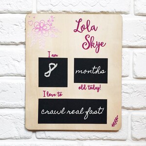 Meadow UV Milestone Board |  Custom Name Milestone Sign | Weekly Monthly Milestone Chalkboard | Erasable | Newborn Photography