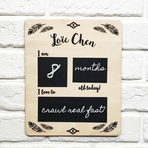 Tribal UV Milestone Board |  Custom Name Milestone Sign | Weekly Monthly Milestone Chalkboard | Erasable | Newborn Photography