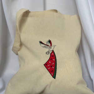 Gestickte Palästina Karte mit Peace Bird Tragetasche