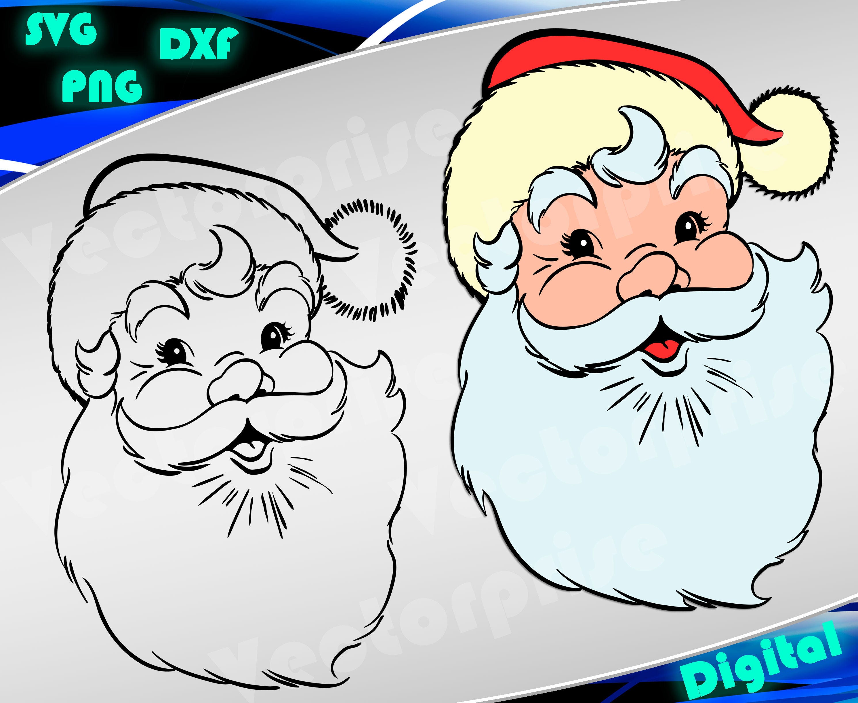 Download Santa face svg Santa svg silhouette stencil file cricut ...