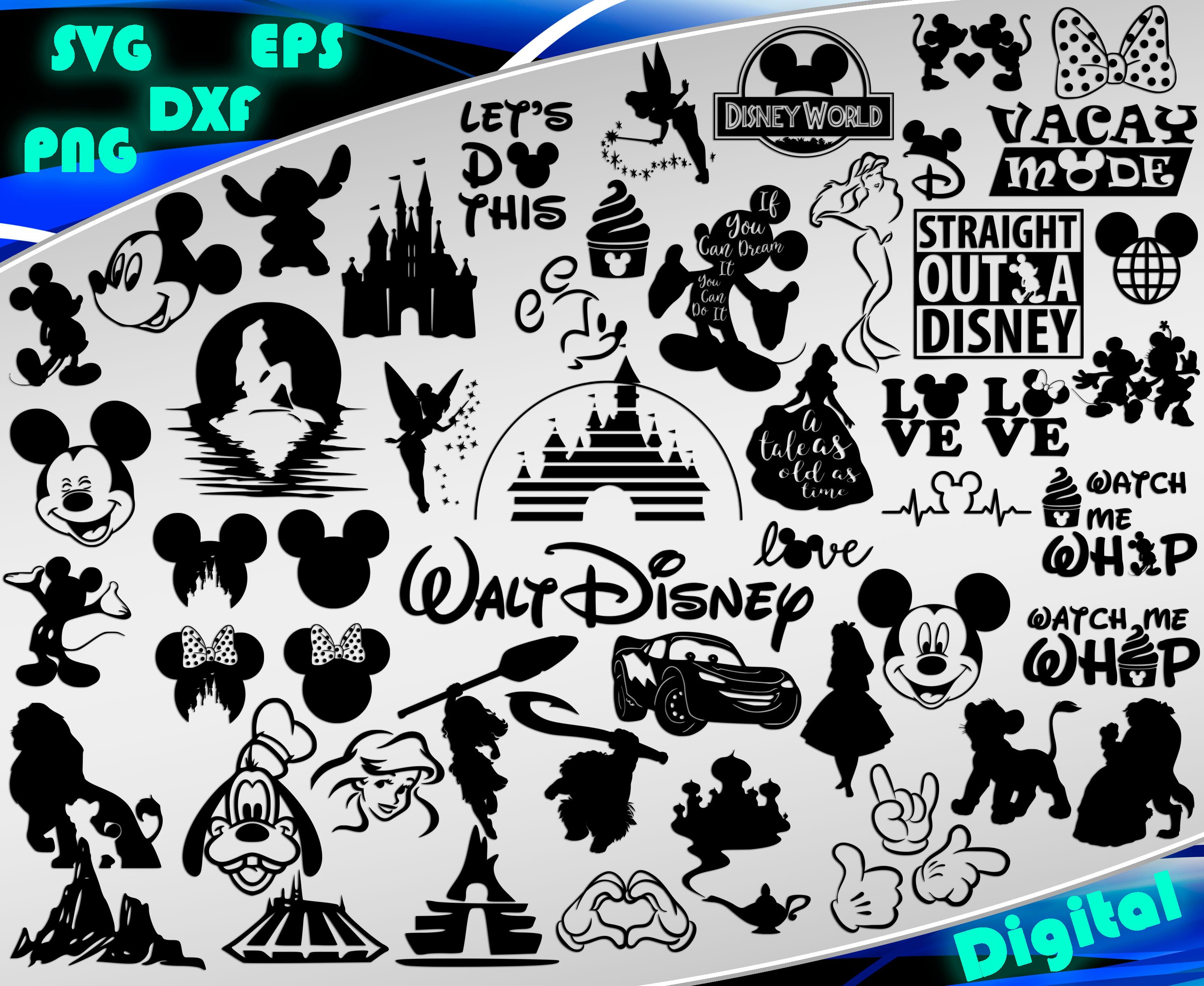 Disney Svg Disney Clipart Disney Kontur Schablone Datei Cricut | Etsy