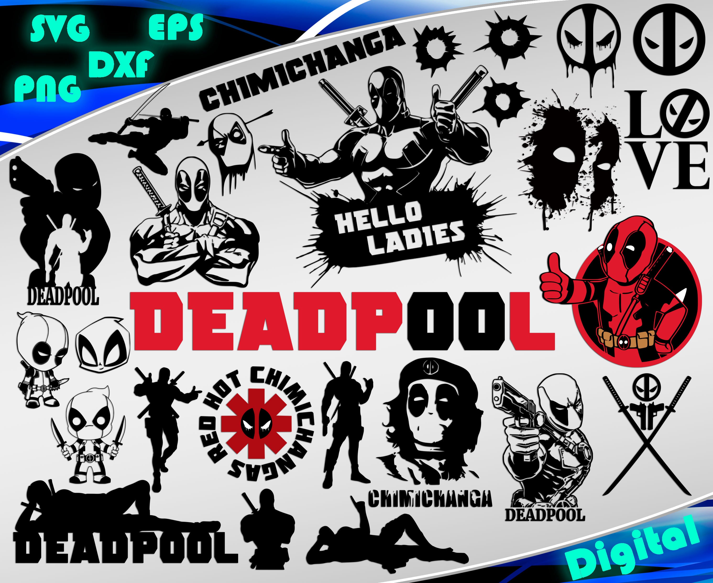 Download Deadpool svg Clipart Superheroes svg Dead Pool silhouette | Etsy