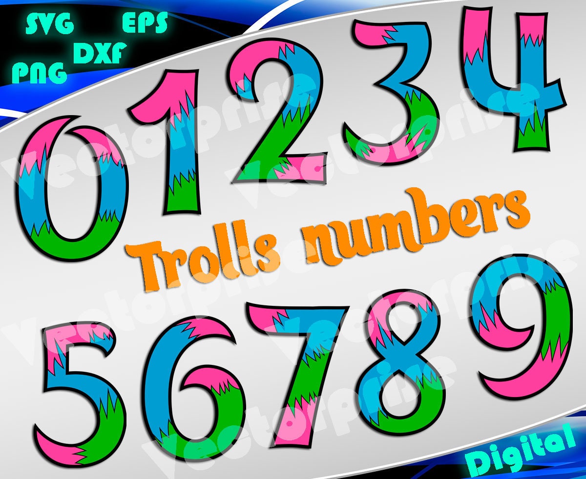 Download Trolls svg Trolls numbers svg Trolls printable svg Trolls | Etsy