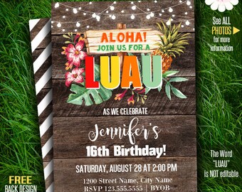 luau invitations etsy