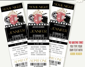 movie ticket etsy