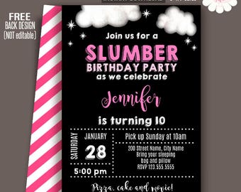 slumber party invite etsy sleepover birthday party invitation