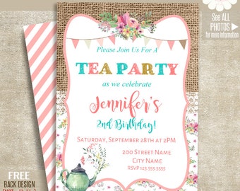 tea party invitation etsy