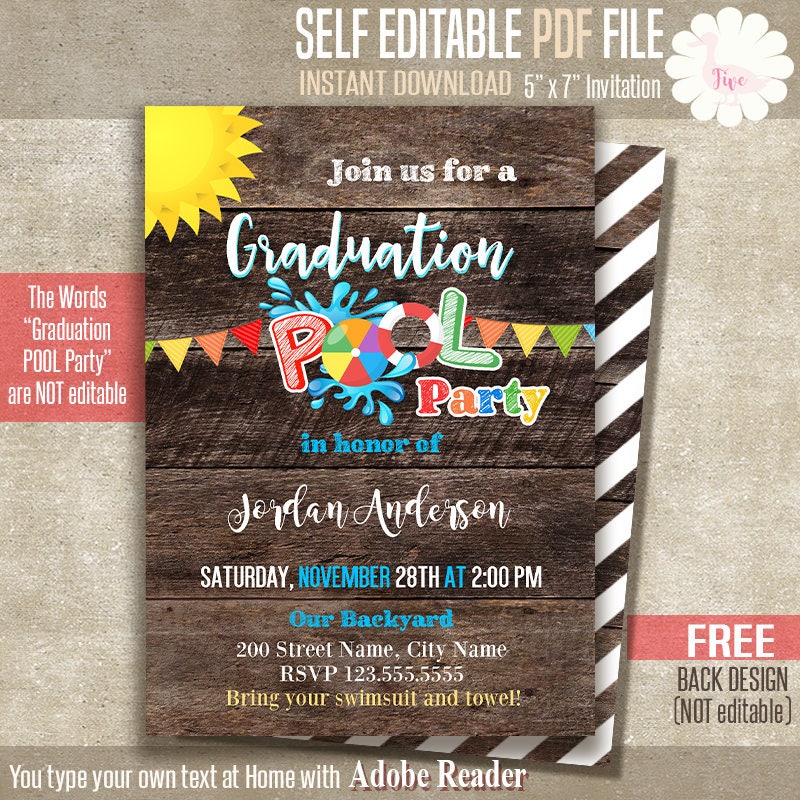 Graduation Pool Party Invitations 5