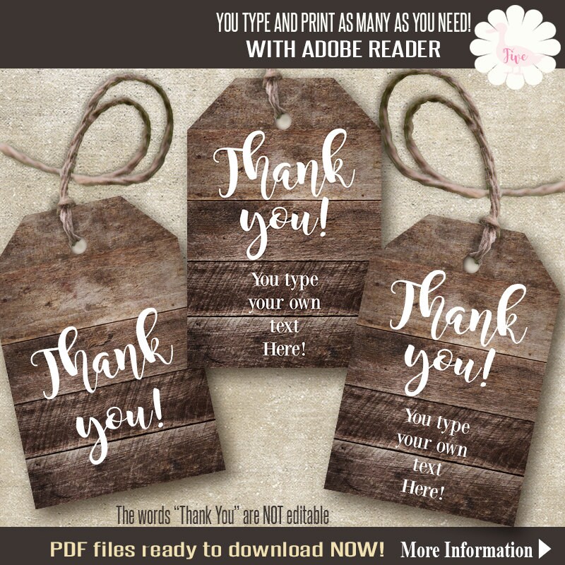 Rustic Printable gift tags Printable favor tags rustic wood | Etsy