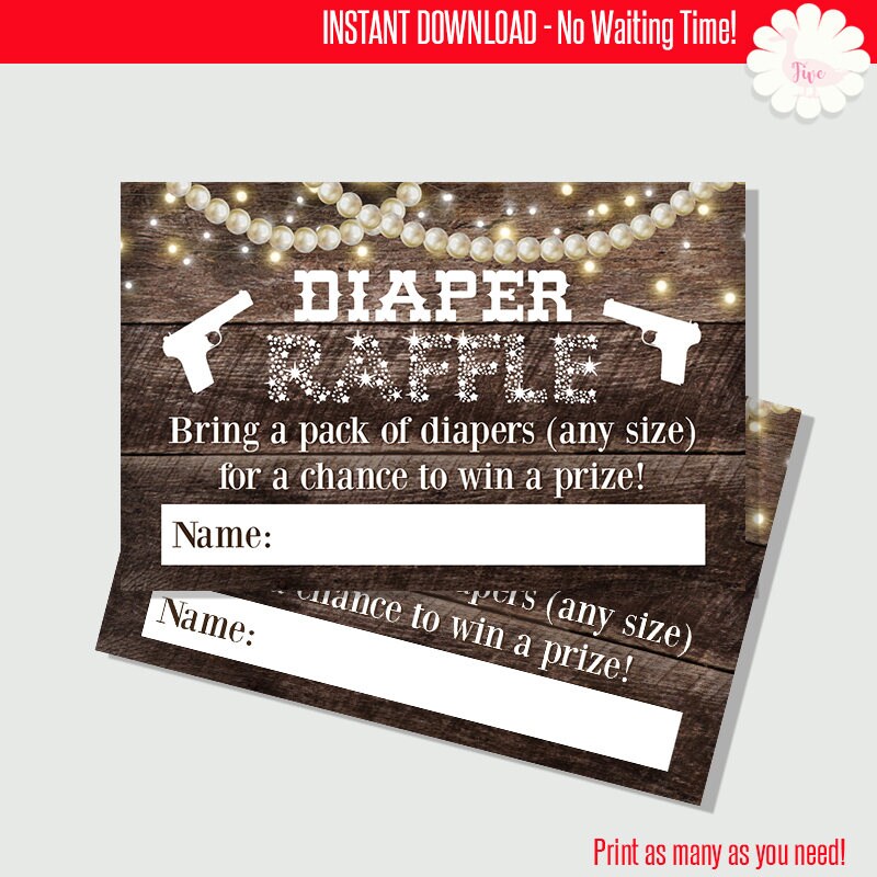 printable diaper raffle cards pistols or pearls diaper raffle etsy