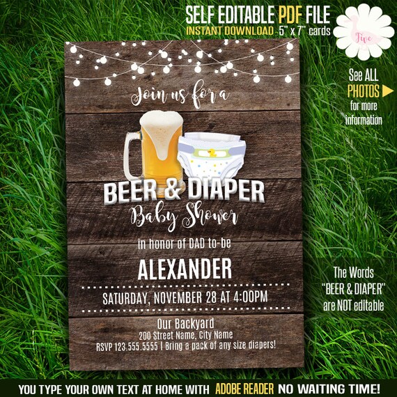beer and diaper invitation printable dad baby shower instant download self editable pdf template a670 diaper invitation template pdf