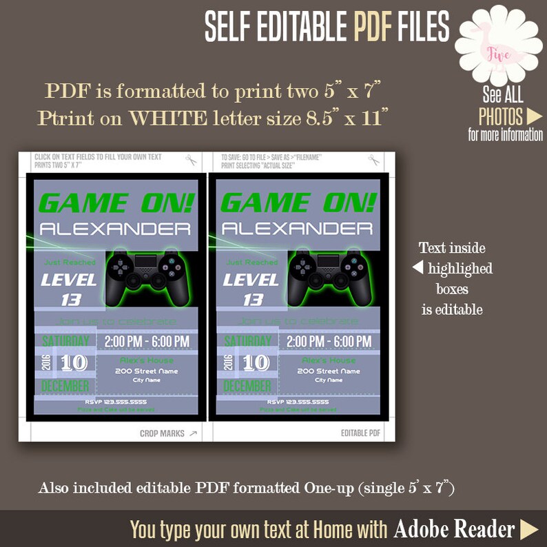 Game on invitation Video game party invitation gaming | Etsy