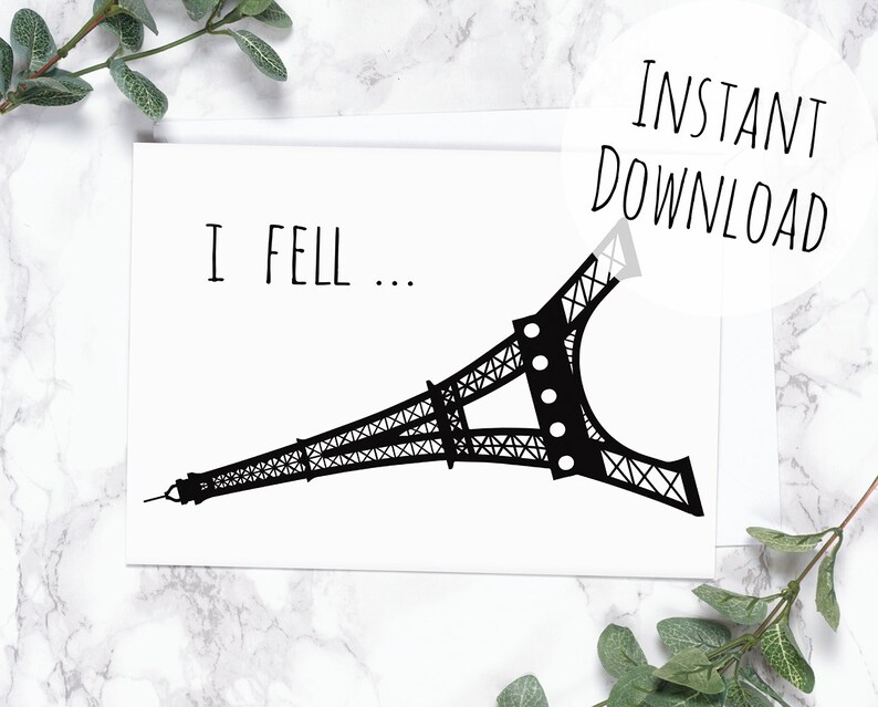 Eiffel Tower Print Funny Pun I Fell Wall Art | Etsy